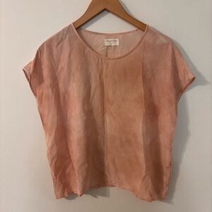 SOURCERY 100% Silk Pink Tie Dye Short Sleeve Top Size M